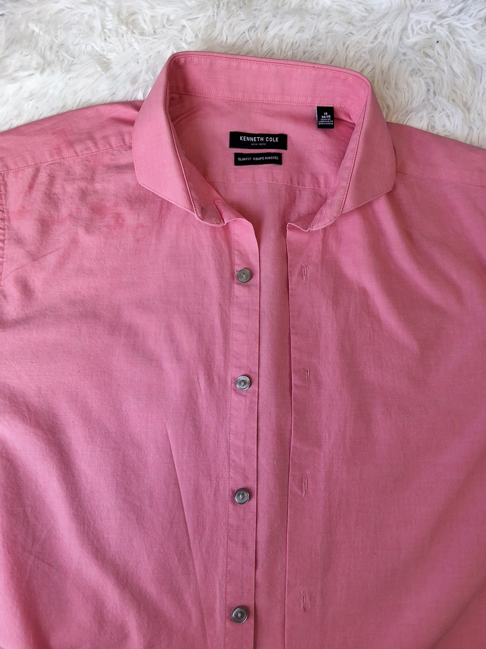 Kenneth Cole Slim Fit Dress Shirt – Men’s Pink Button Down Long Sleeve - Picture 7 of 8
